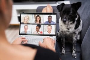 video conference on laptop